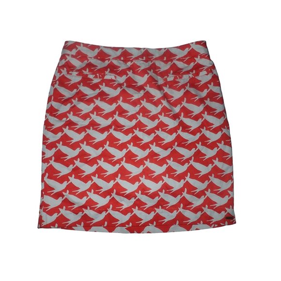 Hatley Women's Bird Print Skirt Size 8 Orange & White Cotton Pencil Swallow‎ - Picture 1 of 5